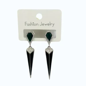 Silver Yesil Taşlı Çelik Küpe