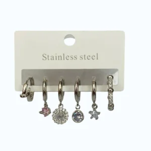 Silver Çelik Küpe Çoklu