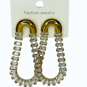 Gold Baget Taşlı Sallantılıçelik Küpe