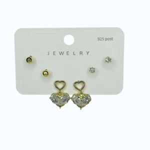 Gold Kalpli Taşlı Kaplama Küpe Çoklu