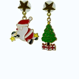 Gold Yılbaşı Noel Baba Çam Ağaçkaplama Küpe