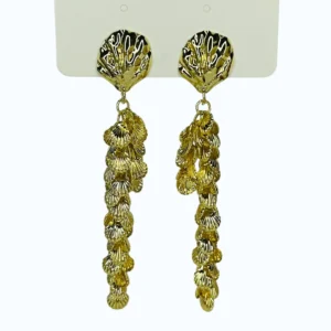 Gold Sallantılı Midye Kabuk Kaplama Küpe