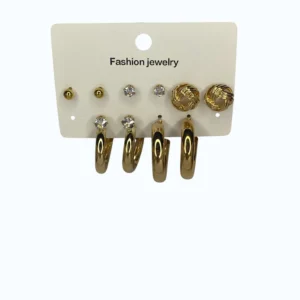 Gold Halkalı Çelik Küpe Çoklu