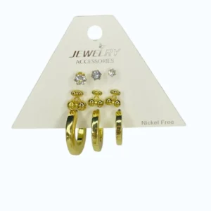 Gold Kirazlı Halka Çelik Küpe Çoklu