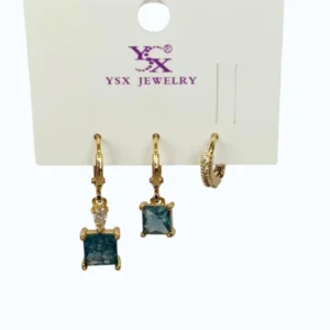 Gold  Ysx Mavi Babet Taşlı Çelik Küpe