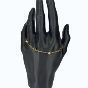 Gold Çelik Yıldız Siyah Bileklik