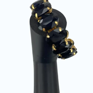 Gold Siyah Taşlı Oval Bileklik