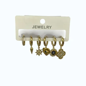 Gold Çelik Taşlı Dümenli Küpe