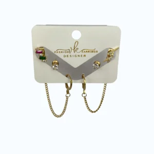 Gold Çelik Şimşek Zincir Çoklu Küpe