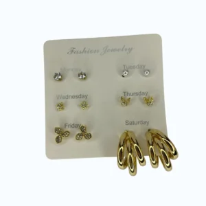 Gold Bijüteri  Haftanın Günleri Çoklu Küpe