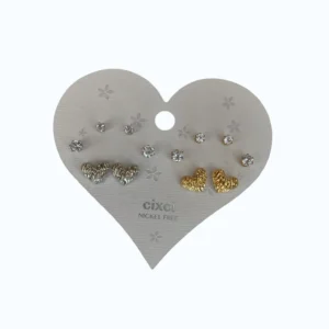 Gold&Silver Bijüteri Cixci Kalp Çoklu Küpe