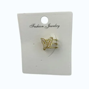 Gold Çelik Kelebek Taşlı Kıkırdak Küpe