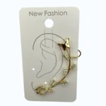 Gold Çelik Kelebek Taşlı Büyük Kıkırdak Küpe