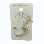 Gold Çelik Çiçekli Tragus Taşlı Kıkırdak Küpe
