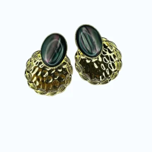 Gold Kaplama Antrasit Taşlı Küpe