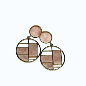 Gold Kaplama Pembe Sedef Renkli Daire Sallanan Küpe