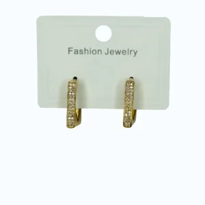 Gold Çelik Taşlı Yarım Kare Küpe