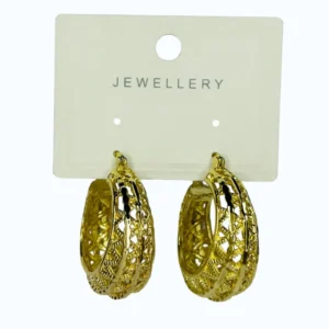 Gold 14K Halka Etnik Küpe