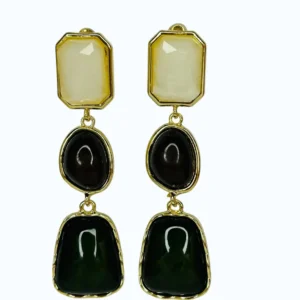 Gold Zara Model Yeşil Şekilli Sallama Küpe