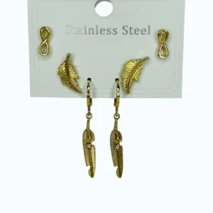 Gold Çelik Tüy Çoklu Küpe