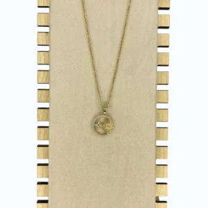 Gold Çelik Yıldız&Güneş Uçlu Kolye