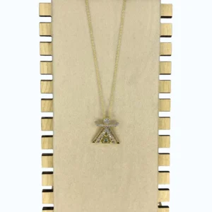 Gold Çelik Zirkon Taşlı Elbiseli Çocuk Uçlu Kolye