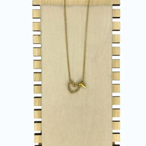 Gold Çelik Kalp T Harf Kolye