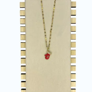 Gold 14K Yılbaşı Kırmızı Eldiven Kolye