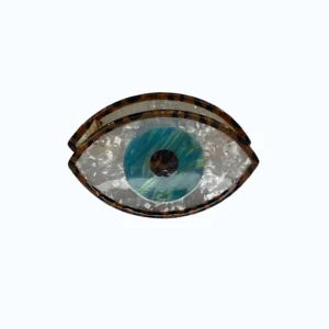 Kahverengi Çerçeveli Yeşil Göz Kemik Kıskaç Toka