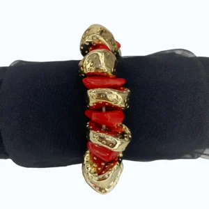 Gold Bordo Taşlı Lastikli Kelepçe