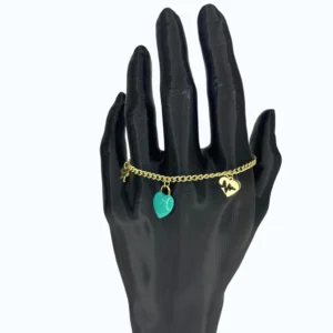 Gold 14K Turkuaz Kalpli Bileklik
