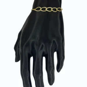 Gold Çelik Asansörlü Taşlı Zincirli Bileklik