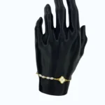 Gold Çelik Asansörlü Yonca İnci Sıralı Bileklik