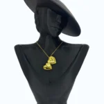Gold Çelik Resim Konulan Açılan Kalp Yıldız Desenli Kolye