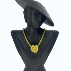 Gold Çelik Boru Hasır Zincirli Kalp Kolye