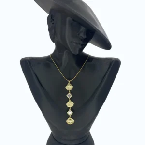 Gold Çelik Deniz Kabuklu Taşlı Y Kolye