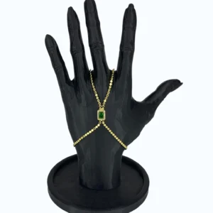 Gold Çelik Şahmeran  Ezme Zincirli Yeşil Taşlı