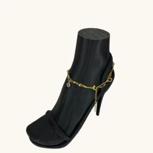 Gold Bijüteri Çift Zincirli Mavi Göz Boncuk Halhal