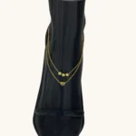 Gold Bijüteri Çift Zincirli Top Kalp Halhal