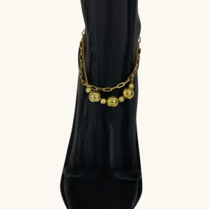 Gold Bijüteri Çift Zincirli Top Halhal