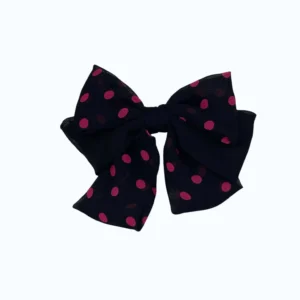 Fiyonk Kısa Siyah Pembe Puantiyeli Toka