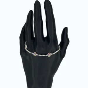 Silver Renkli Taşlı Suyolu Yonca Cef İnce Bileklik