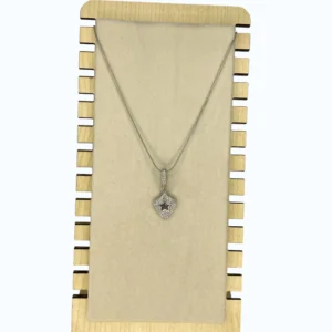 Silver Çelik Yıldız Madalya Taşlı Kolye