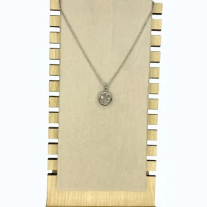 Silver Çelik İnci Taşlı Daire Kolye