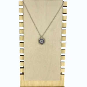 Silver Çelik Sonsuzluk Figürlü Çerçeveli Beyaz&Larcivert Taşlı Kolye