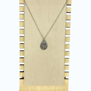 Silver Çelik Konum Bildirim Figürlü Beyaz&Larcivert Taşlı Kolye