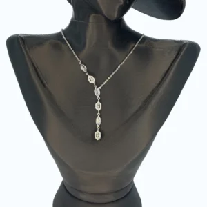 Silver Çelik Taşlı Baklava Model Y Kolye