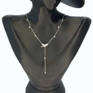 Silver Çelik Taşlı Minimal Kalp Model Y Kolye