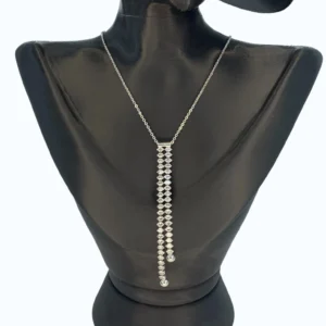 Silver Çelik Taşlı Su Yolu Sallantılı  Model Y Kolye