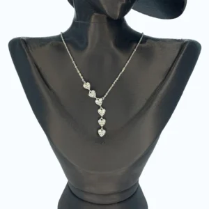 Silver Çelik Taşlı Kalp  Model Y Kolye